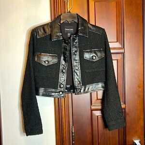 Christian Lacroix veste tweed et semied and semi leather size xsmall